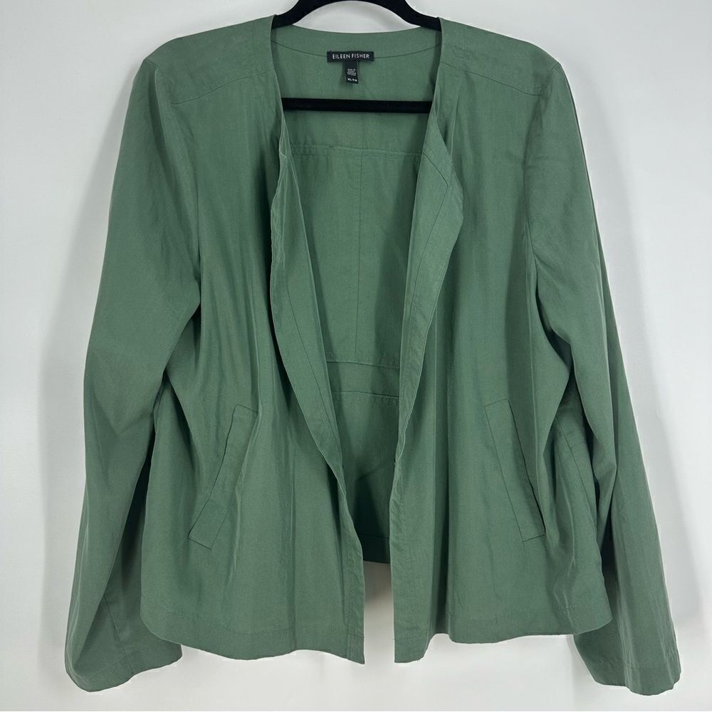 Eileen Fisher Women’s Nori Sandwashed Tencel Round Neck Jacket Sz L